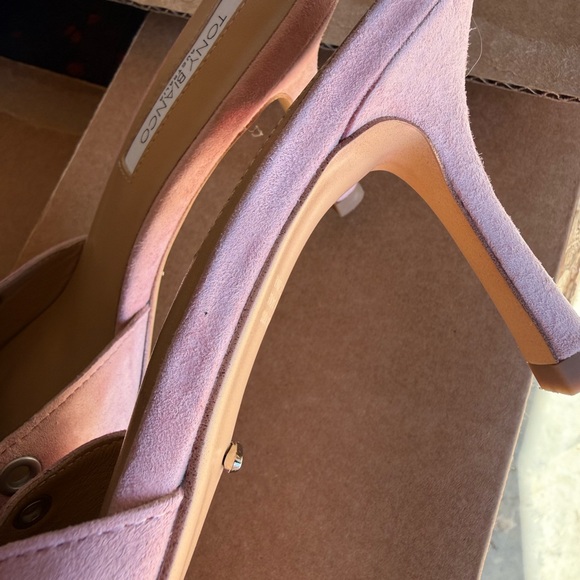 Tony Bianco Pink Suede Mule Heels Bow Grommet Pointed Toe Pumps - Picture 9 of 10